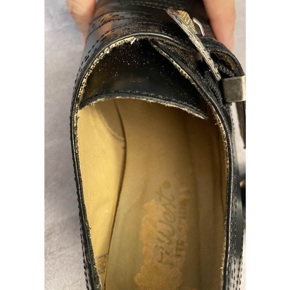 Vintage Nine West Ankle Boots Womens 6 Black Leather Buckle Pointed Toe - Picture 9 of 15